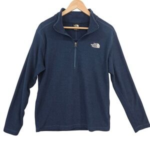 The North Face Mens‎ 1/4 Zip L Blue Textured Knit Sweater Lightweight Outdoor